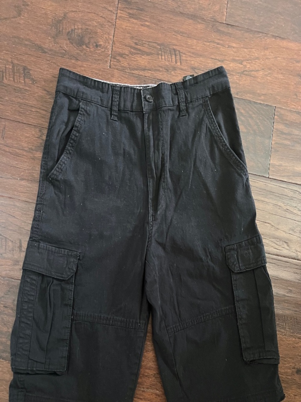 Beverly Hills Polo Club Mens Cargo Shorts Black Pocket Flat Front Size 30